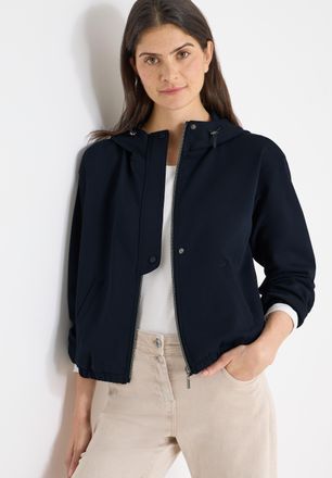 Cecil Blouson CECIL, Damen, Gr. XXL (46), universal blau, Web, Obermaterial: 50% Polyester, 43% Baumwolle, 7% Elasthan. Futter: 100% Polyester, unifarben, l