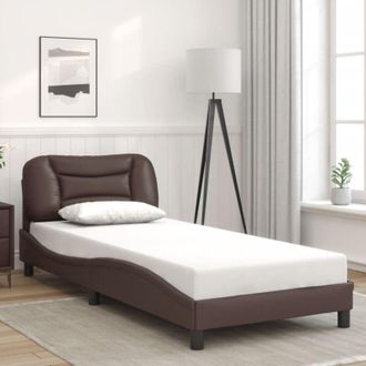 vidaXL Vidaxl - Estructura De Cama Sin Colch&oacute;n Cuero Sint&eacute;tico Marr&oacute;n 90x190 Cm