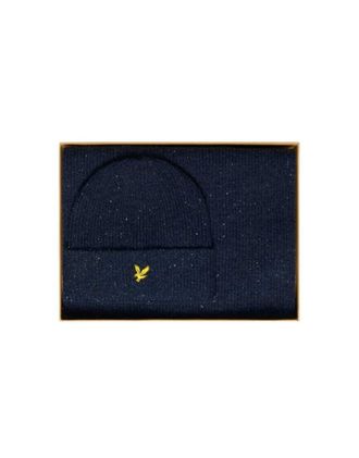 Lyle & Scott set regalo con sciarpa e berretto Donegal in z271 blu navy scuro