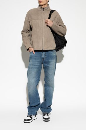 Emporio Armani Leather Jacket, Mens, Beige