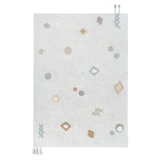 Lorena Canals Alfombra lavable de algod&oacute;n beige y colores 140x200