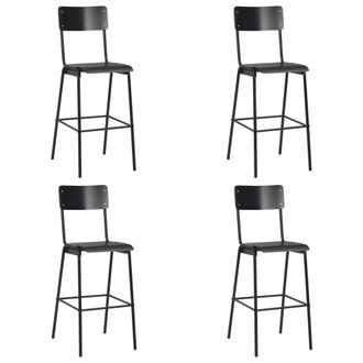 vidaXL Vidaxl - Taburetes De Cocina 4 Uds Madera Contrachapada Y Acero Negro