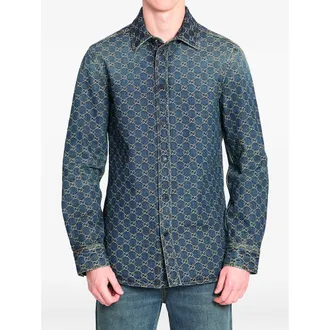 Gucci Gg Jacquard Denim Shirt
