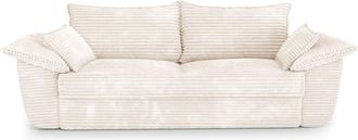 Sia Home Sof&aacute; cama 3 plazas terciopelo de pana XXL crema 230 cm