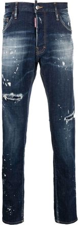 Dsquared2 distressed-effect straight-leg jeans - men - Cotton/Elastane/Polyester/Cotton - 52 - Blue
