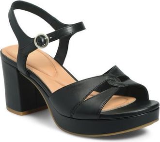 S&ouml;fft Lucille Ankle Strap Platform Sandal in Black at Nordstrom, Size 8.5