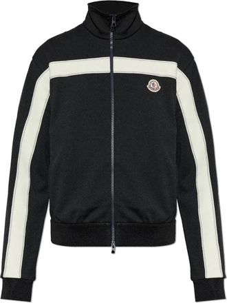 Moncler Sweatshirt met logopatch - Heren - Vesten met rits - Zwart - XL - Polyester - Hoodies & sweatvesten