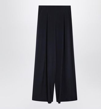Max Mara Navy Silk-Blend Trousers