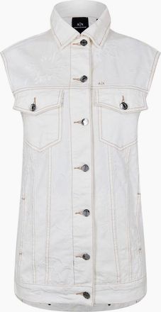 A|X Armani Exchange Womens Regular Fit Sleeveless Shirt - Ether Embrdery - Size: 10