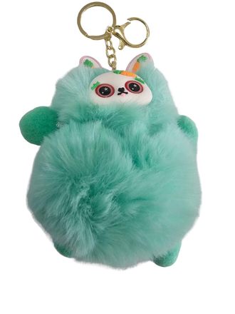 Generic Fluffy Animal Plush Keychain - Cute Soft Furry Pom-Pom Bag Charm with Big-Eyed Cartoon Face, Adorable Key Ring Accessory for Kids & Adults (Multiple C