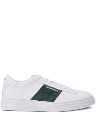 Emporio Armani logo-print low-top leather sneakers - White