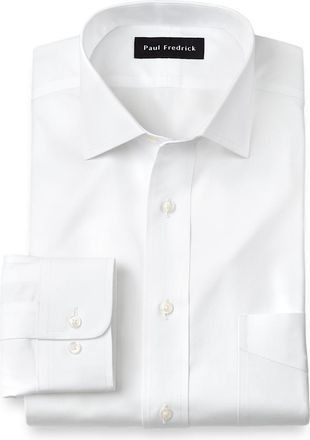 Paul Fredrick Slim Fit Non-iron Cotton Pinpoint Solid Spread Collar Dress Shirt