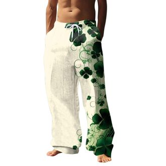 Generic Mens Joggers St. Patricks Jogging Sweatpants Clover Shamrock Printing Straight Leg Paddys Day Casual Pants Loose-Fit Trouser Lightweight Joggers Elast
