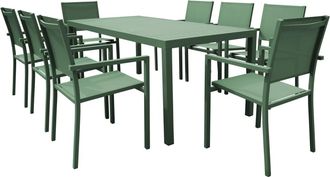 Happy Garden Conjunto de muebles de jard&iacute;n - Mesa de aluminio 182cm verde salvia