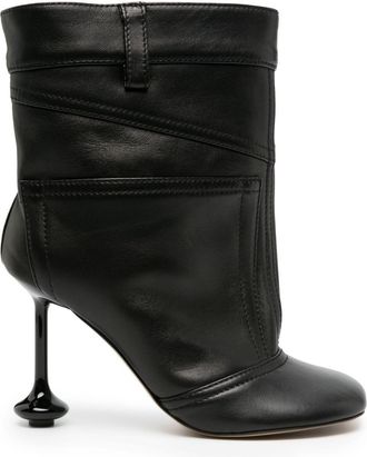 Loewe Toy petal-toe leather ankle boots - women - Calf Leather/Calf Leather/Calf Leather - 35 - Black