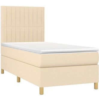 vidaXL Vidaxl - Cama Box Spring Colch&oacute;n Y Luces Led Tela Crema 100x200 Cm