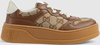 Gucci Kids - Leather Platform Sneaker, Brown, Leather