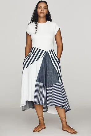 Maeve Twofer Patchwork Midi Dress
