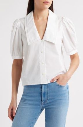 Frame Denim The Sailor Cotton Button-Up Top in White at Nordstrom Rack, Size X-Large