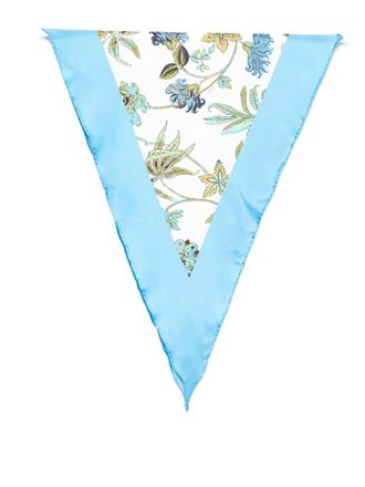 Fay Light blue triangular scarf with floral print
