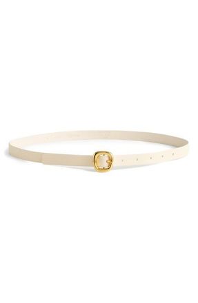 Madewell Puffy Buckle Skinny Leather Belt in Ivory at Nordstrom, Size X-Large