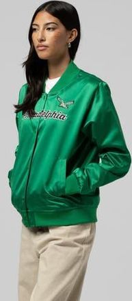 Mitchell & Ness Womens Mitchell & Ness Kelly Green Philadelphia Eagles Full-Snap Satin Jacket at Nordstrom, Size Xx-Large