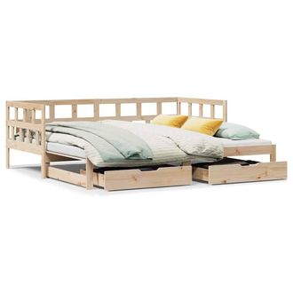 Berkfield Home Daybed with Trundle & Drawers without Mattress 80x200 cm in Light Tan