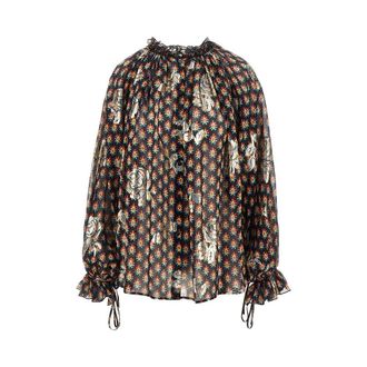 Etro Fil coup&eacute; roses silk blouse Woman 40