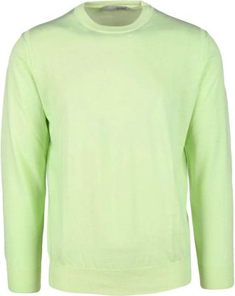 BATURO Cotton Pullover with Classic Crew Neckline in Green Shock