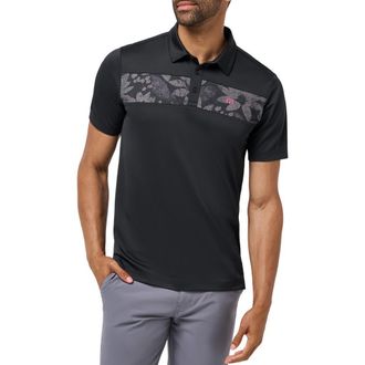 Travis Mathew Good Good Chest Stripe Polo in Black/Damson at Nordstrom Rack, Size Xx-Large