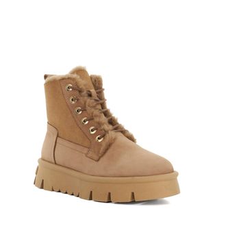 Dune London Womens Ladies Poddings - Chunky Borg-Lined Boots - Taupe material_Suede - Size UK 8