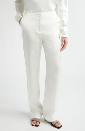 Toteme Easy Raw Edge Straight Leg Pants in White at Nordstrom, Size 2 Us
