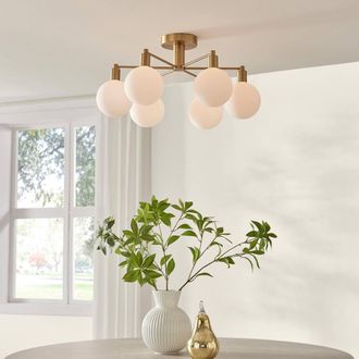 Furniturebox Martha 6 Frosted Glass Globes Ceiling Light in Gold