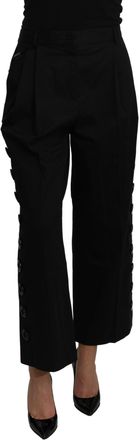 Dolce & Gabbana Black High Waist Cropped Cotton Stretch Womens Pants