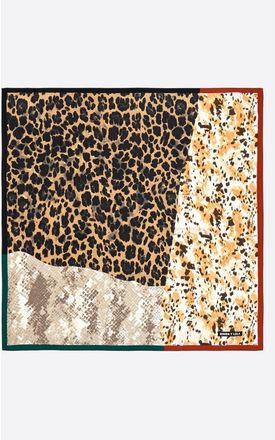 Bimba & Lola Patchwork scarf with contrast borders in Beige at Nordstrom