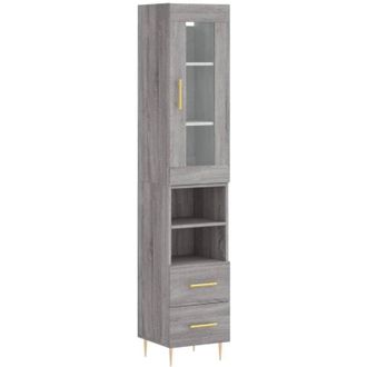 vidaXL Highboard Grey Sonoma 34.5x34x180 cm Engineered Wood Vidaxl