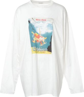 Miu Miu 2021 Ski-print long-sleeve T-shirt - White