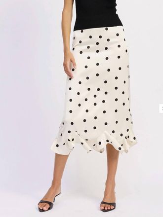 En Saison Womens Satin Angle Ruffle Hem Maxi Skirt In White