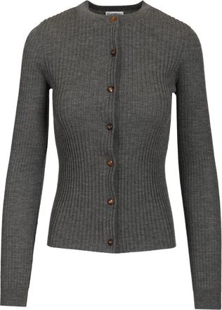 Burberry Slim-fit Crewneck Cardigan - Dames - Cashmere truien - Grijs - S - Kasjmier - Truien & Vesten