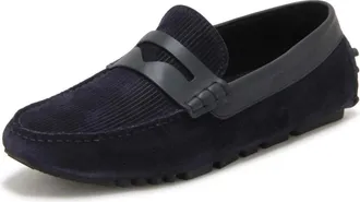 Armani X4B152 Xr 350 Multi-striped Suede Driving Loafers - Heren - Loafers - Blauw - 41 EU - Leer - Schoenen