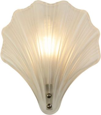 Searchlight Searchlight Shell Aplique De Pared De 1 Luz, Metal Plateado Satinado Y Cristal Esmerilado Ip44