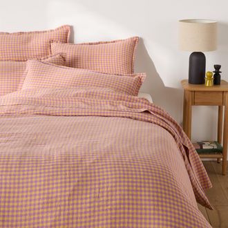 La Redoute Interieurs Dekbedovertrek in gewassen linnen, Acélie lavandel/oker