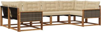 vidaXL Conjunto De Sof&aacute;s De Exterior 6 Uds. Natural Y Beige Vidaxl