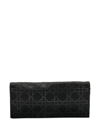 Dior cannage crystal clutch bag - women - Satin/Crystal - One Size - Black
