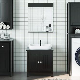 Berkfield Home 2 Piece Bathroom Furniture Set BERG Black Solid Wood Pine