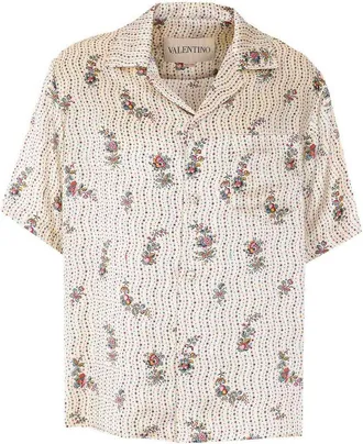 Valentino Garavani Papier Floral Print Bowling Shirt