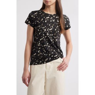 Rag & Bone Rose Print Cotton T-Shirt in Blackmult at Nordstrom Rack, Size Xx-Small