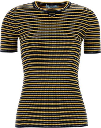 Prada Embroidered Stretch Cotton T Shirt