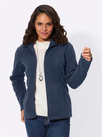 Casual Looks Fleecejacke CASUAL LOOKS, Damen, Gr. 38, blau (dunkelblau), 100% Polyester, unifarben, Jacken Fleecejacke