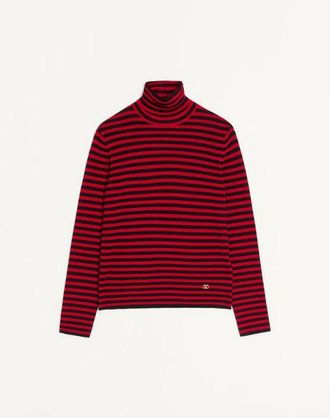 Valentino Valentino High-Neck Wool Jumper With Vlogo Patch